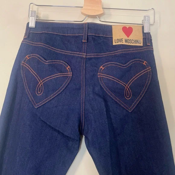NWT LOVE MOSCHINO Mid-rise slim-leg dark denim jeans Size 26 - Picture 7 of 15